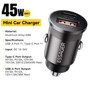 Cargador de Auto ESSAGER 45W (Sin Cable)