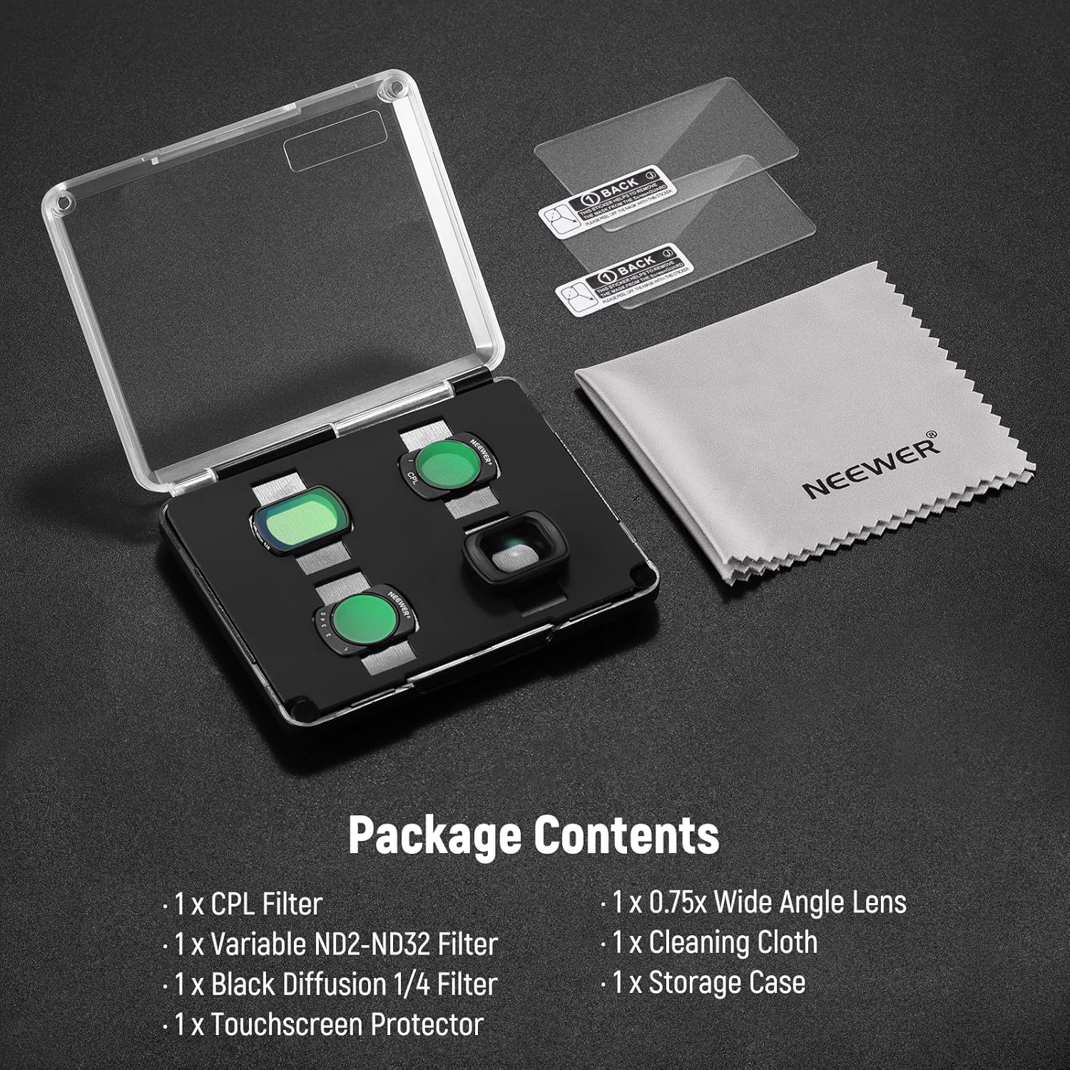 Kit Filtros ND 2-32,CPL,difusión negro de 1/4 y gran angular 0.75x - Imagen 4